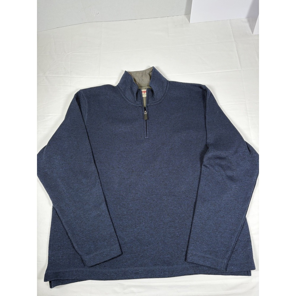 Wrangler Mens XL Quarter Zip Fleece Pullover Navy Blue Sweater